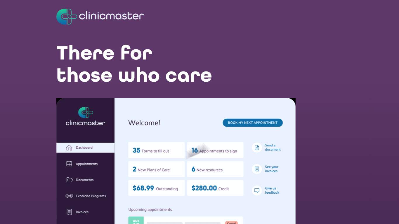 Clinicmaster Landing page