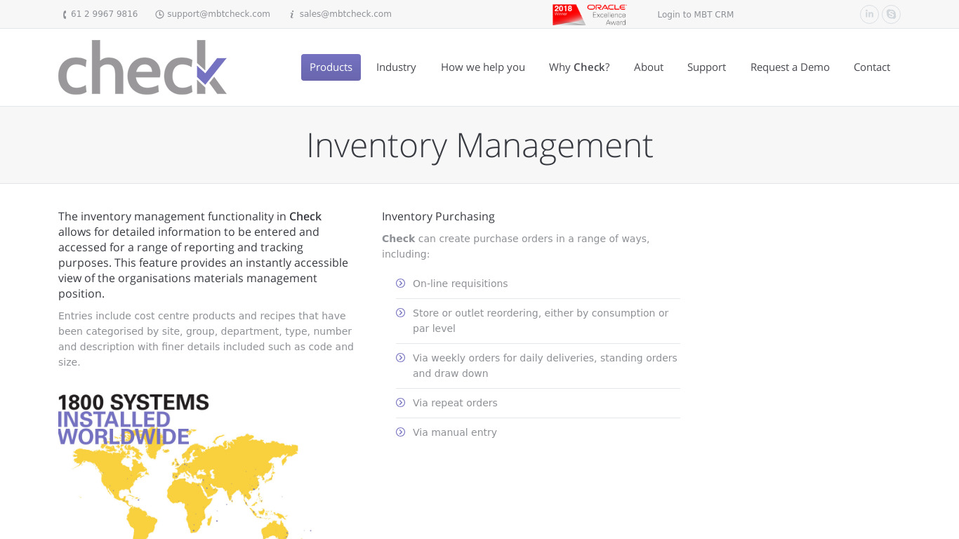 Check Inventory Management Landing page