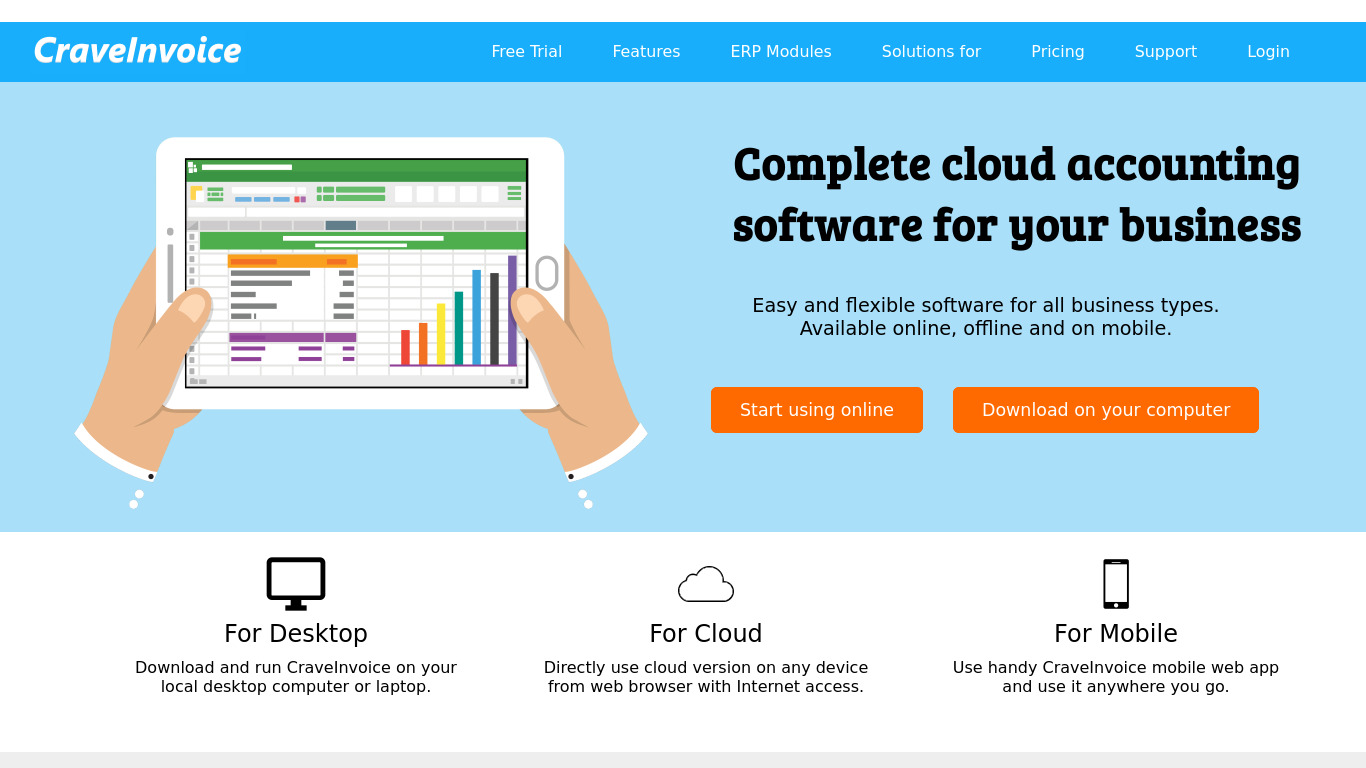 CraveInvoice Landing page