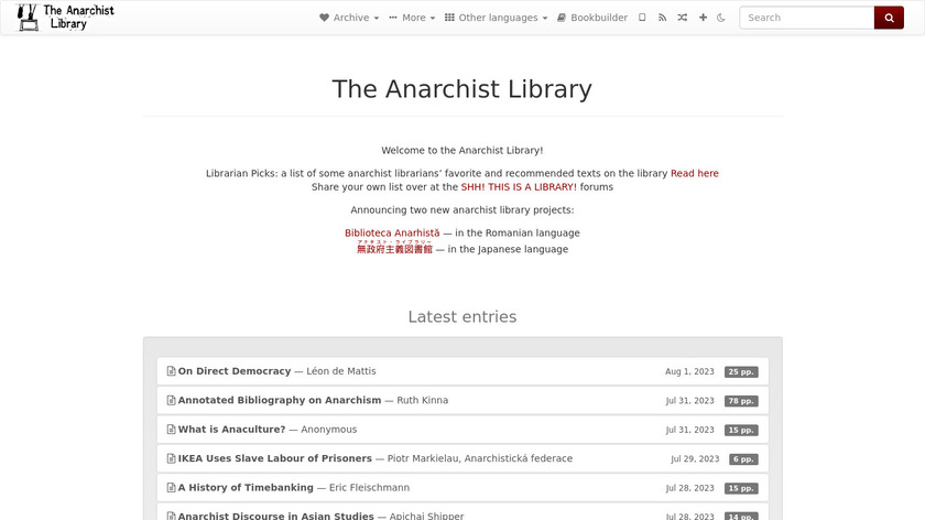 The Anarchist Library Landing Page