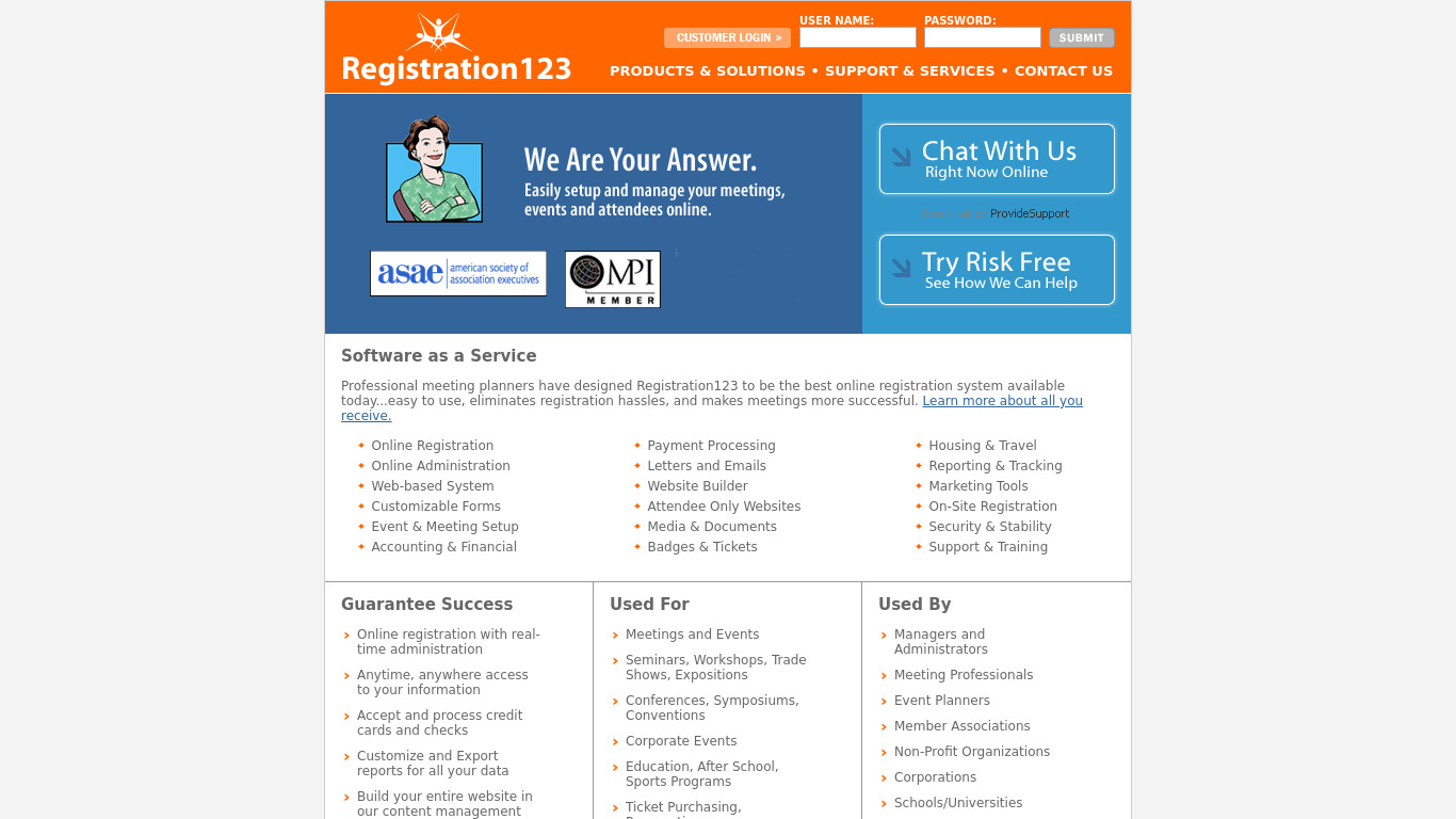 Registration123 Landing page