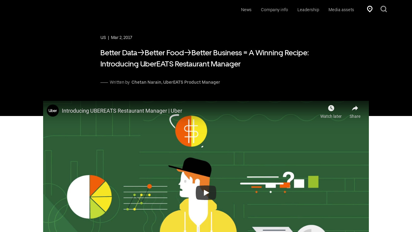 UberEATS Restaurant Manager Landing page
