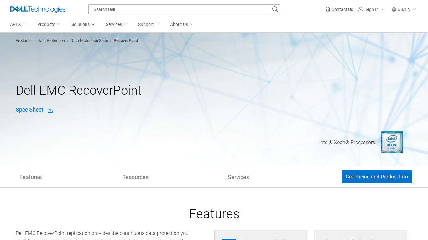 EMC RecoverPoint Landing page