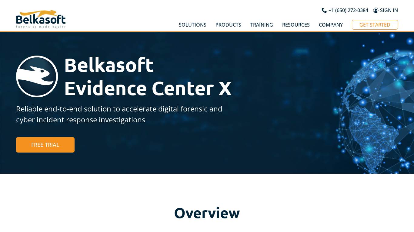 Belkasoft Evidence Center Landing page