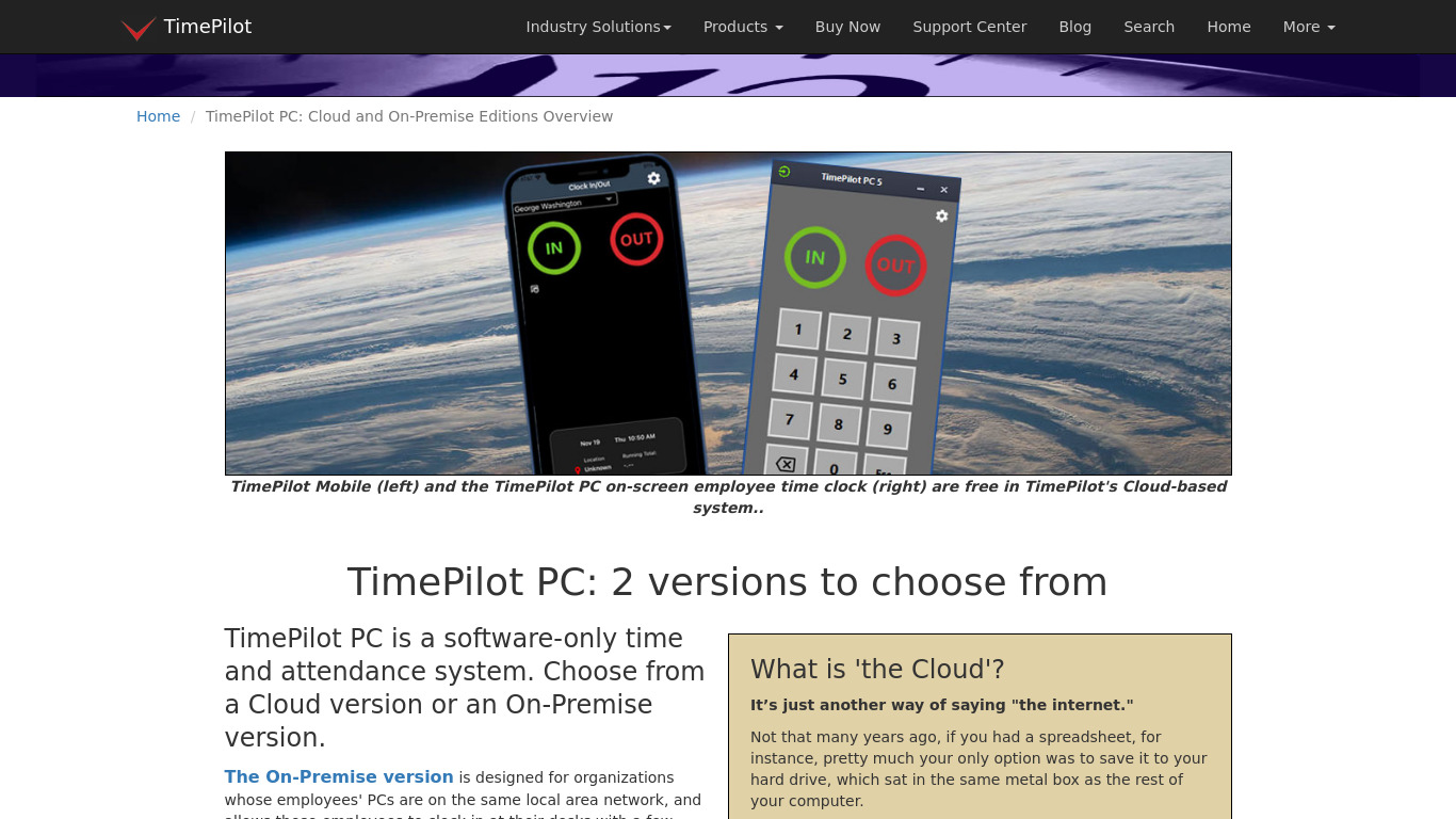 TimePilot PC Landing page