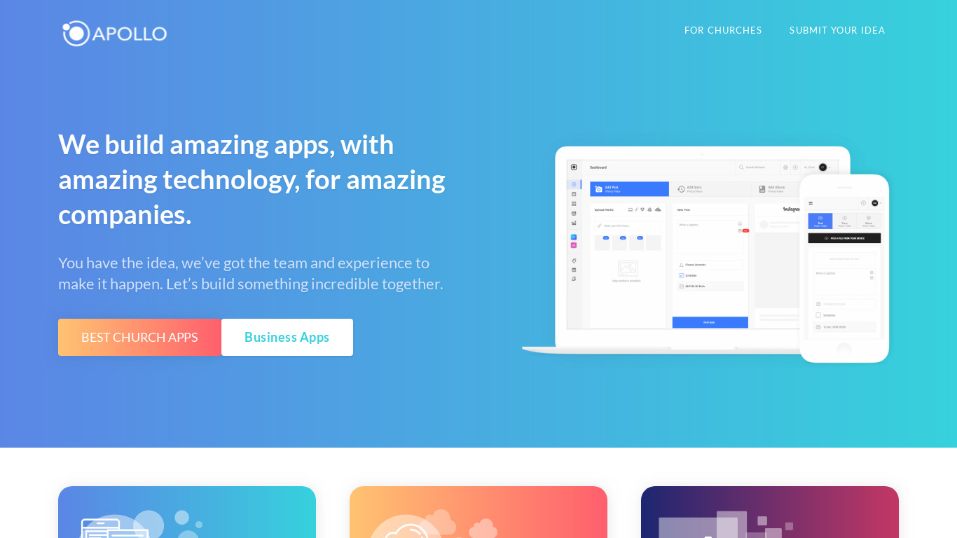 Apollo Apps Landing page