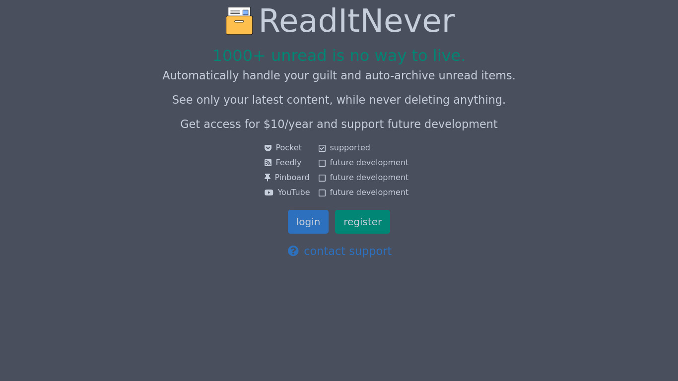 ReadItNever Landing page