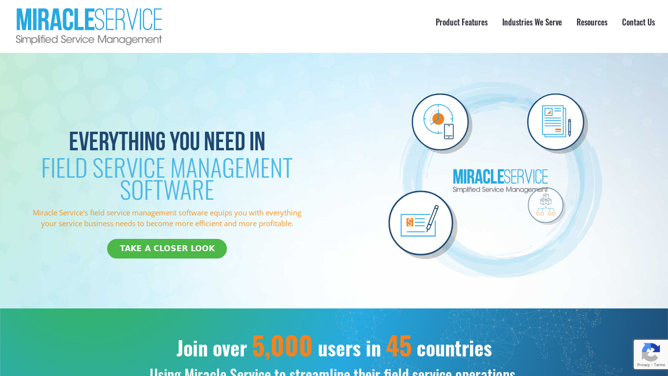 MiracleService Landing page