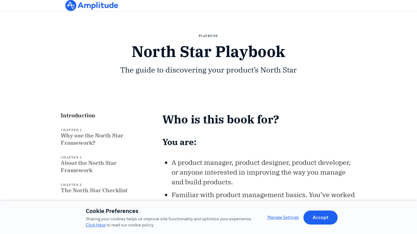 The North Star Playbook Landing page