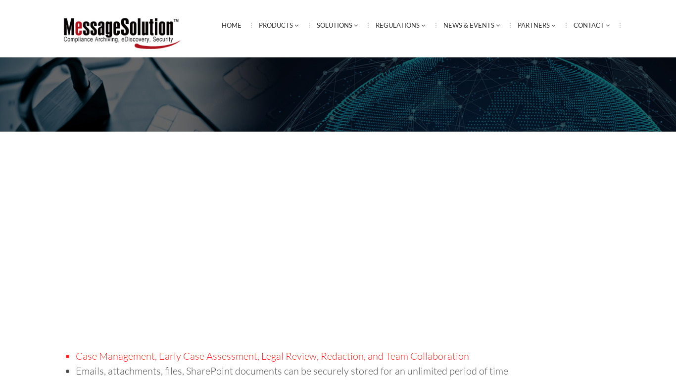 MessageSolution eDiscovery Landing page