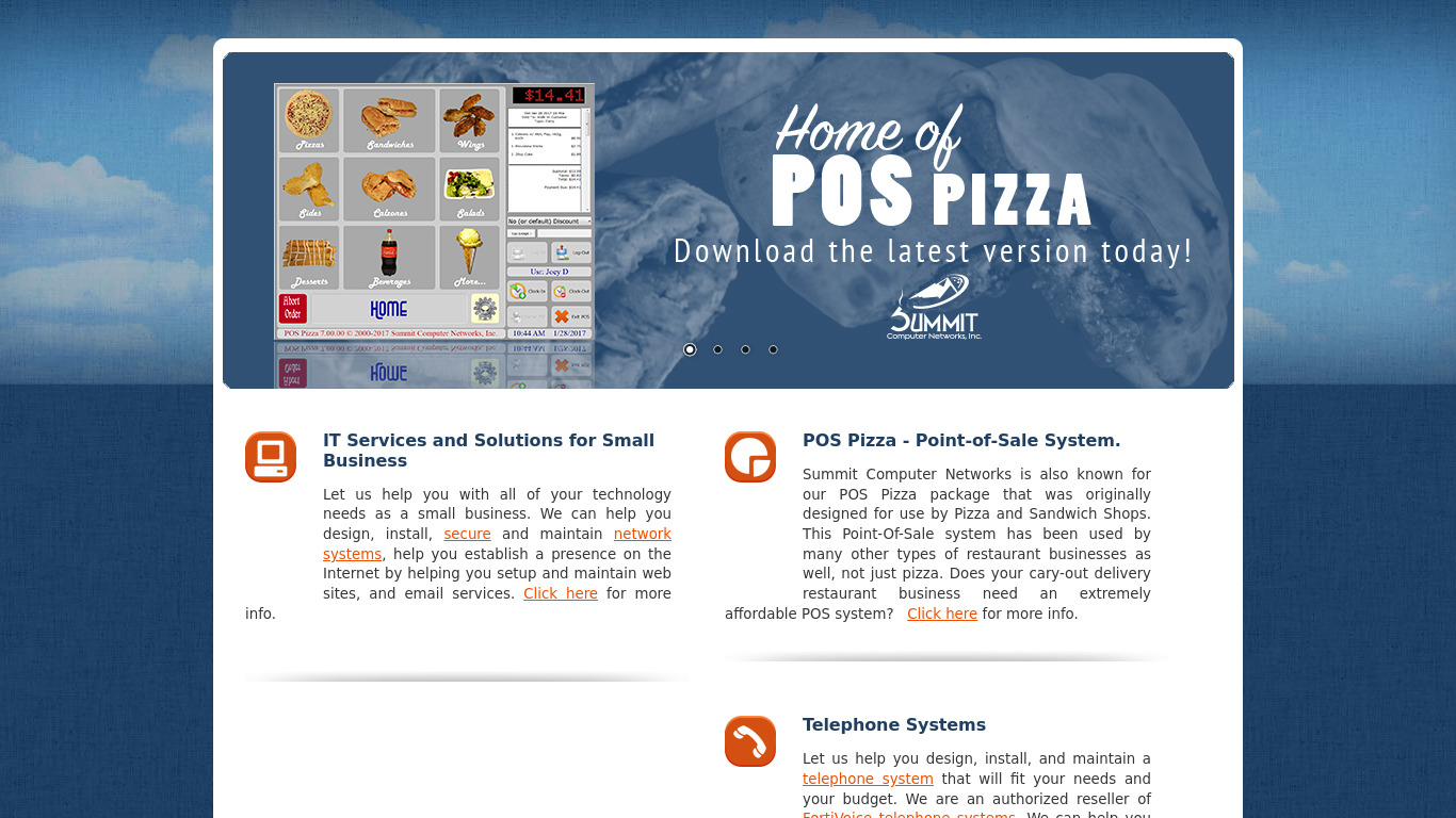 POS Pizza Landing page