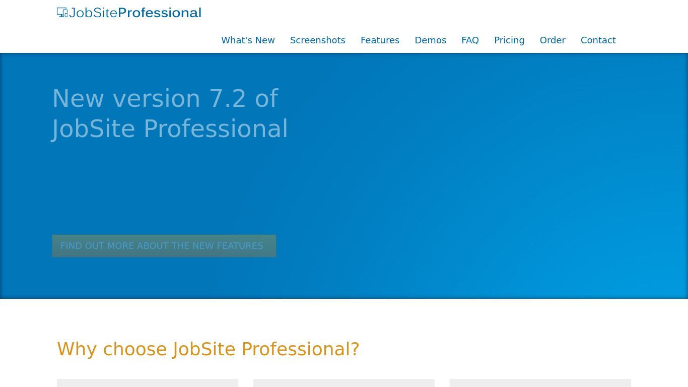 JobSite Professional Landing page