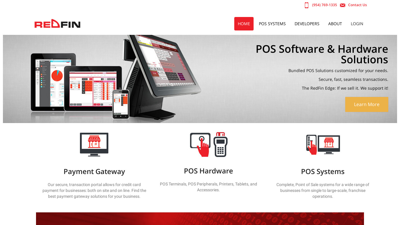 RedFin POS Software Landing page