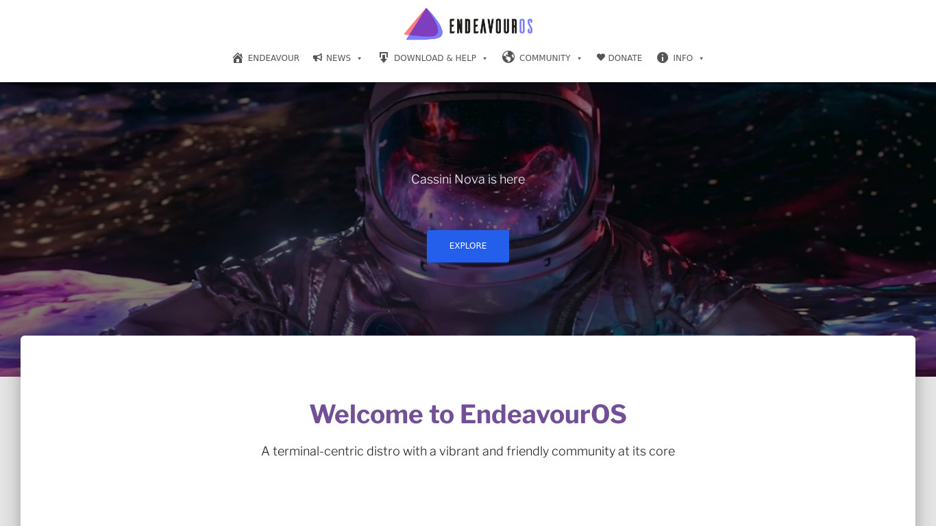EndeavourOS Landing page