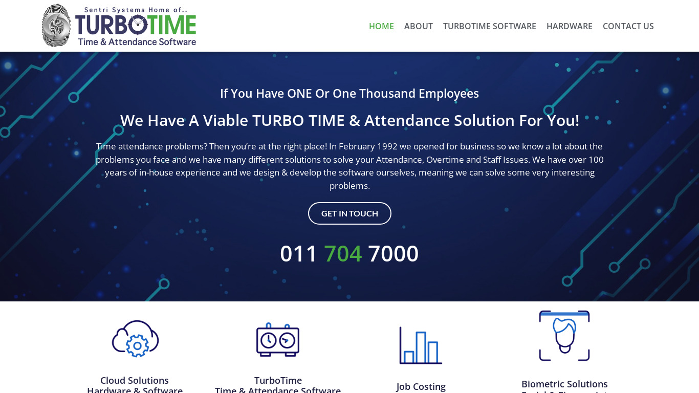 TurboTime Landing page