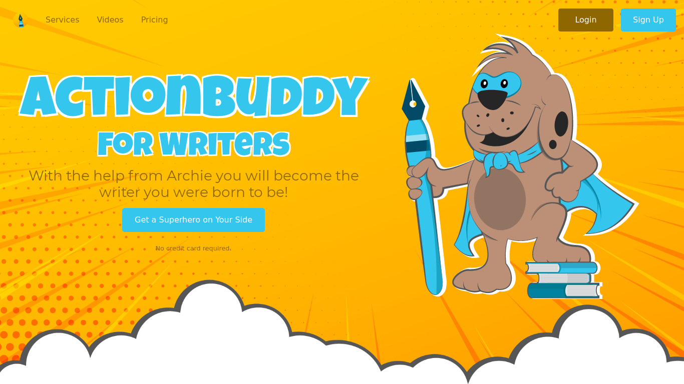 ActionBuddy for Writers Landing page