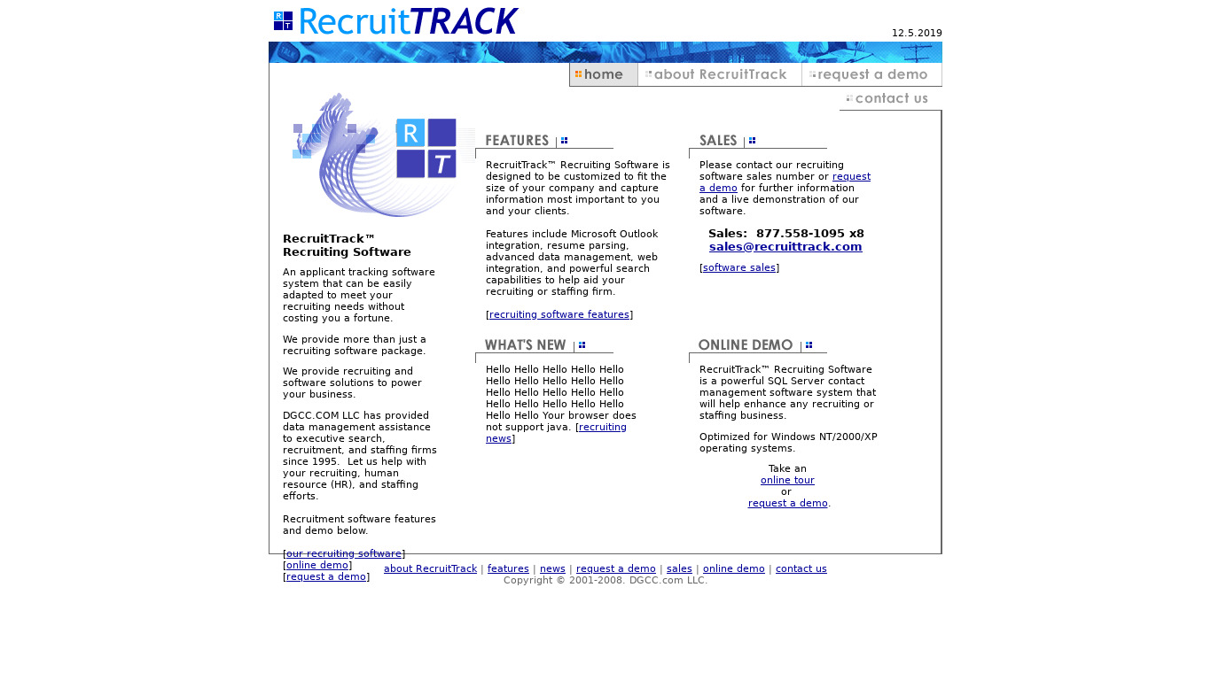 RecruitTrack Landing page