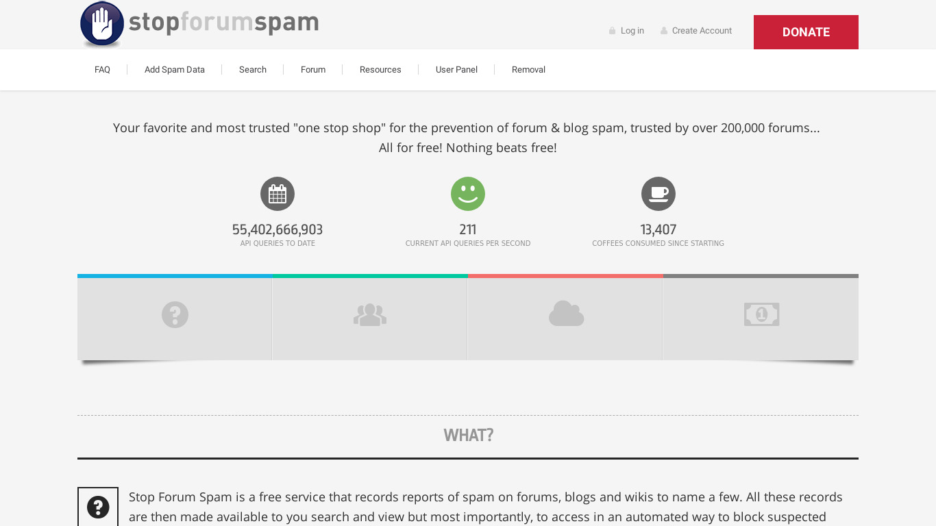 StopForumSpam Landing page