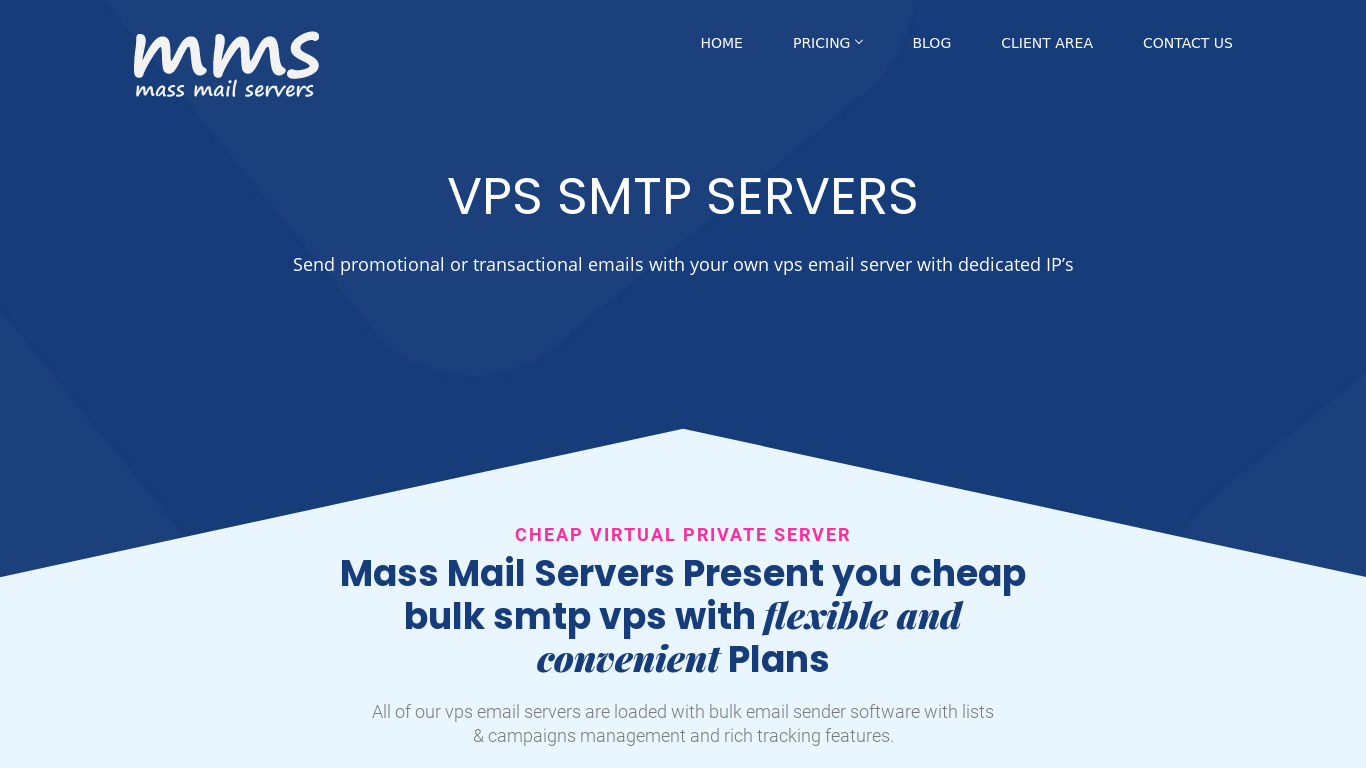 MassMailServers VPS Mail Servers Landing page