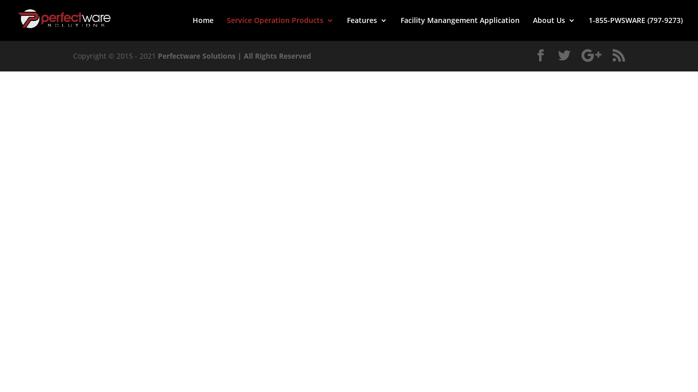 Perfectware Service Management Landing page