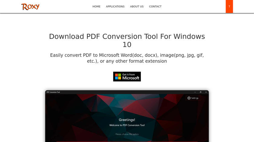 RoxyApps PDF Conversion Tool Landing Page