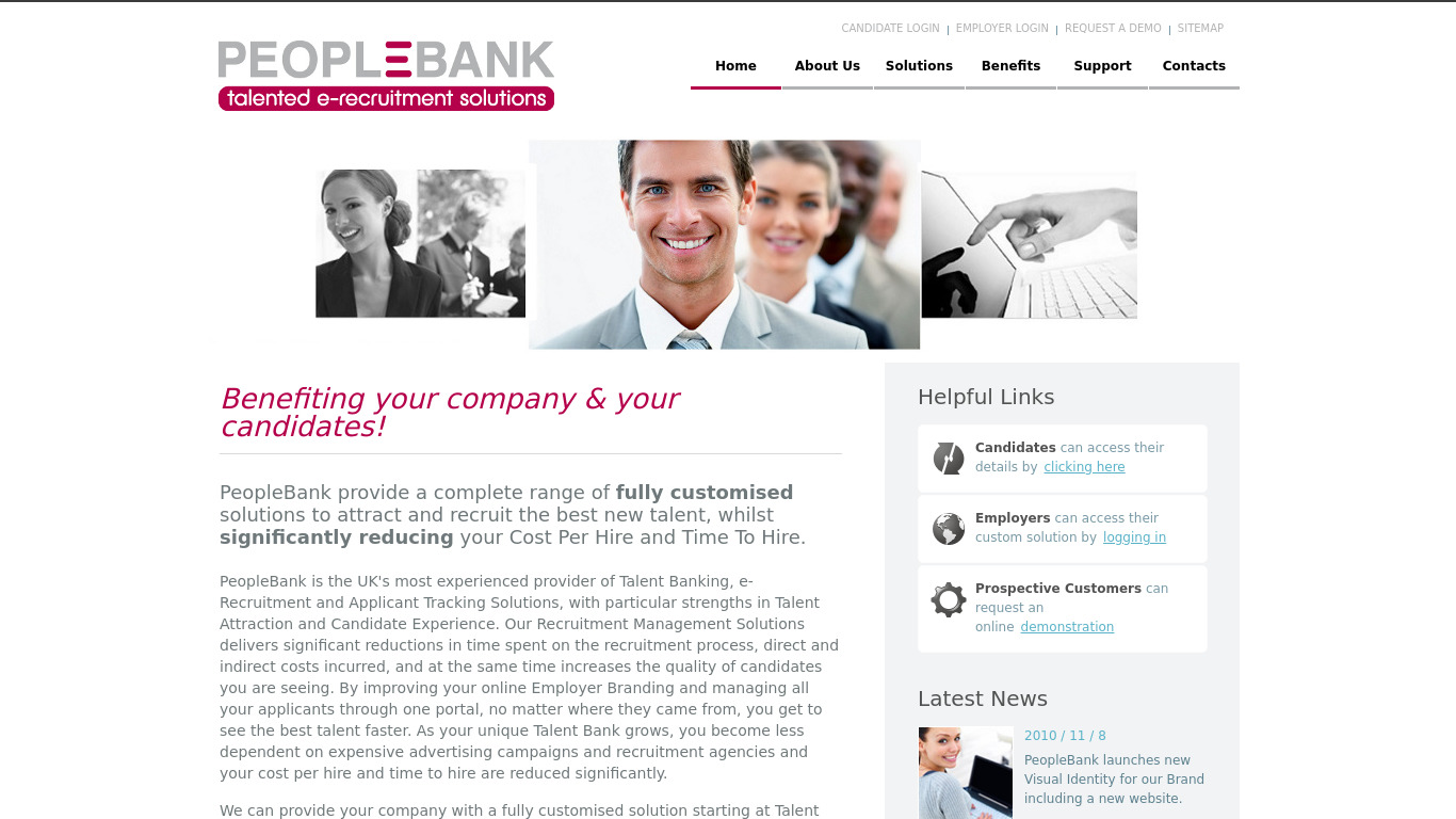 Peoplebank Landing page
