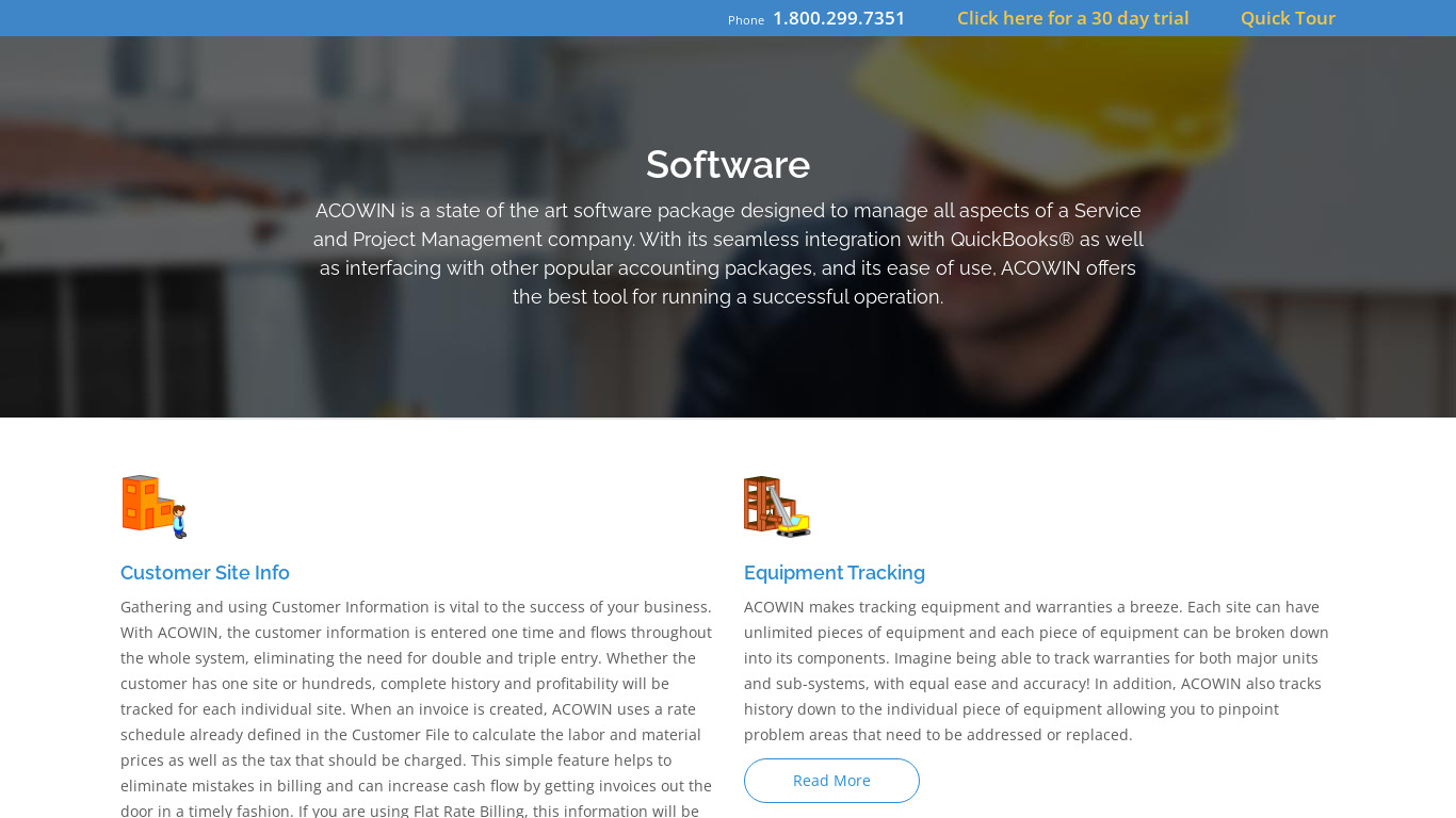 Acowin Landing page