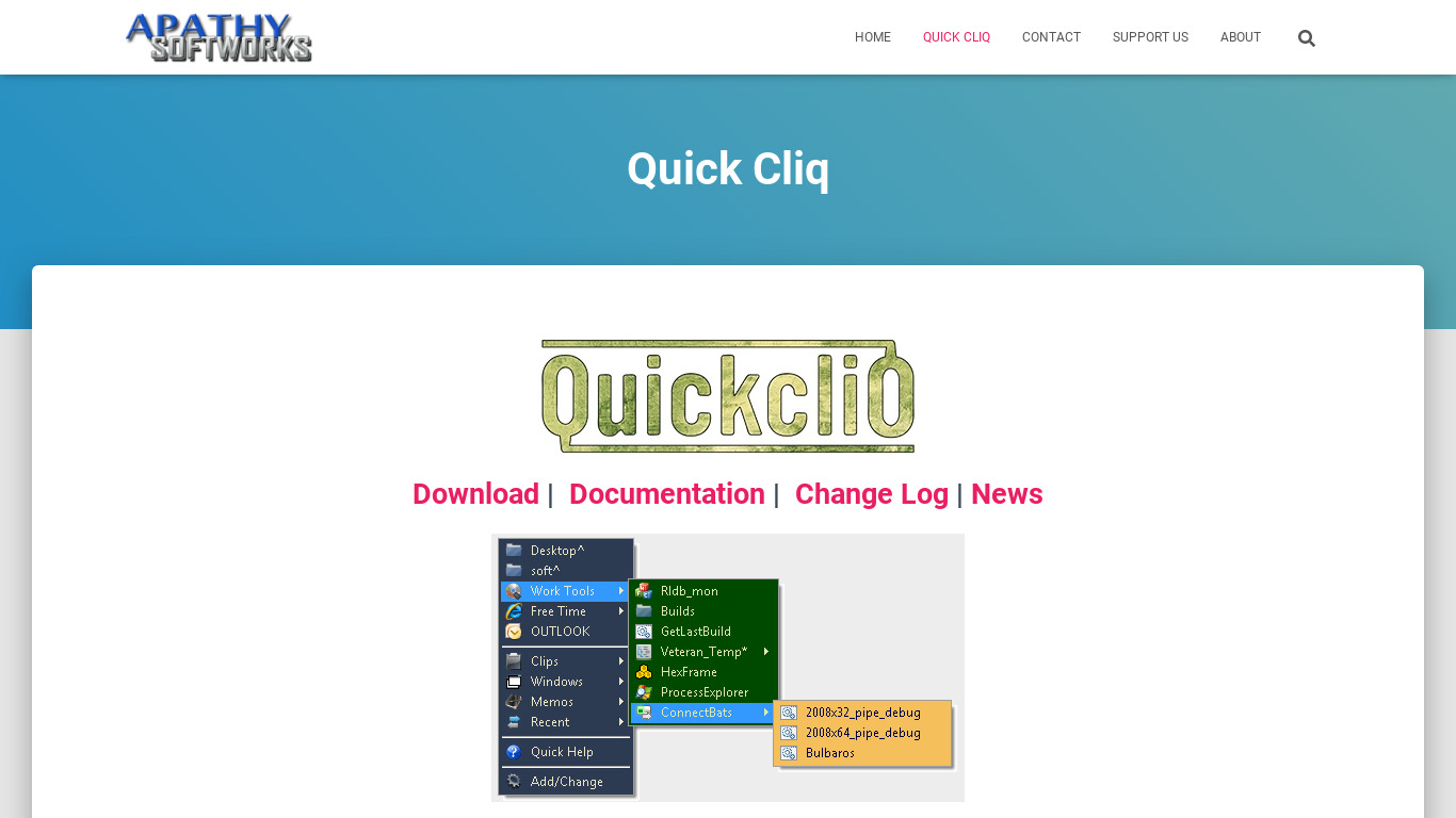 Quick Cliq Landing page