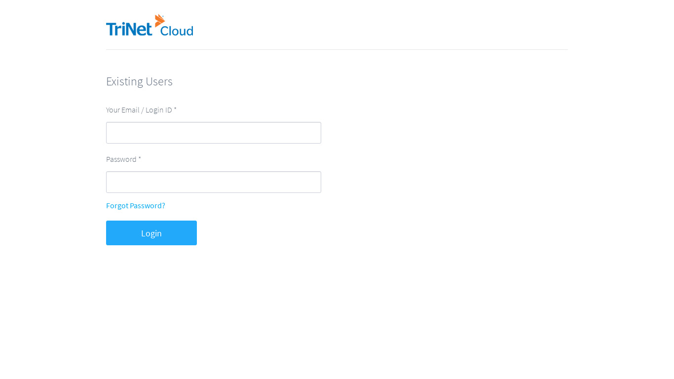 TriNet Cloud Landing page