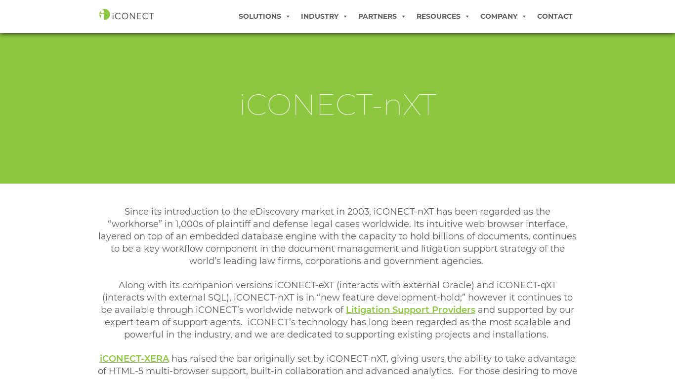 iCONECT nXT Landing page