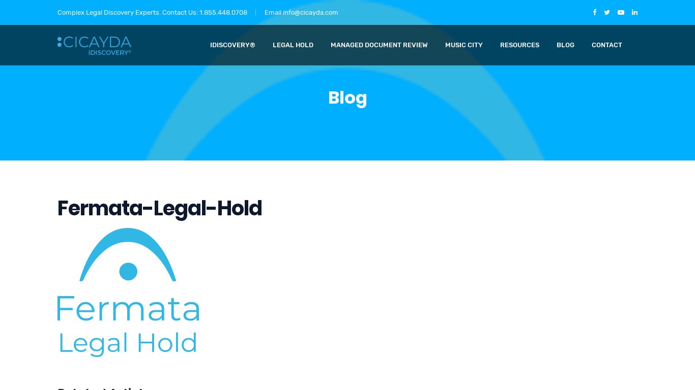 cicayda.com Fermata Legal Hold Landing page