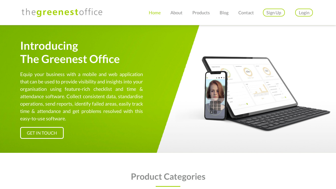 the greenest office Landing page