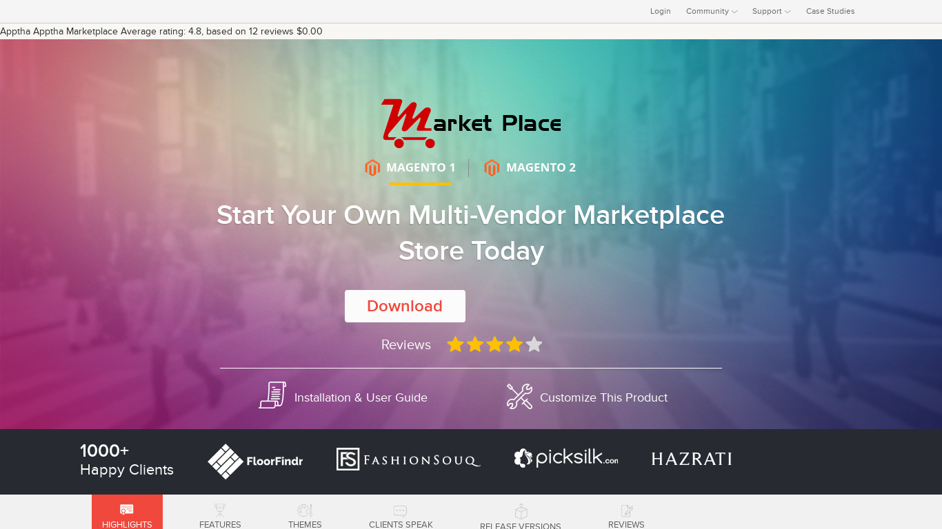 Apptha Marketplace Software Landing page