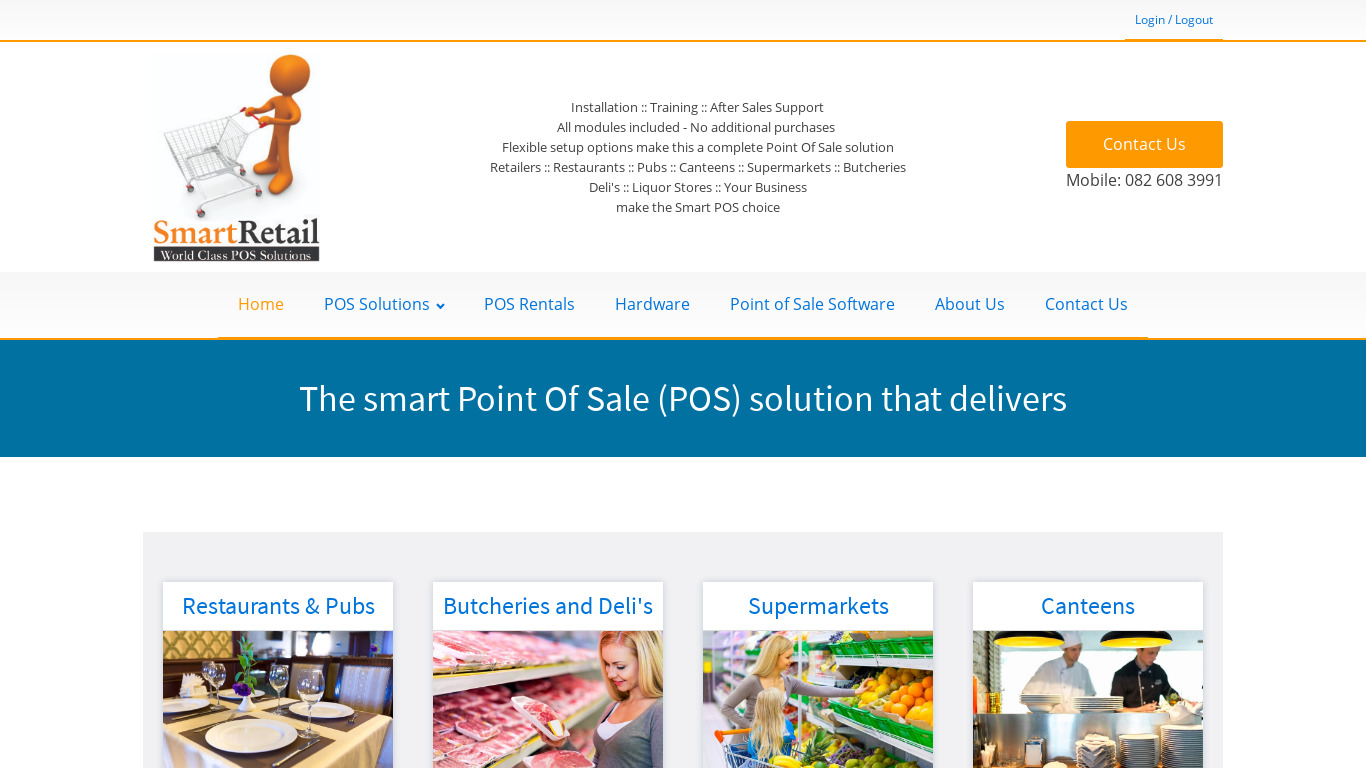 Smart Retail POS Software Landing page
