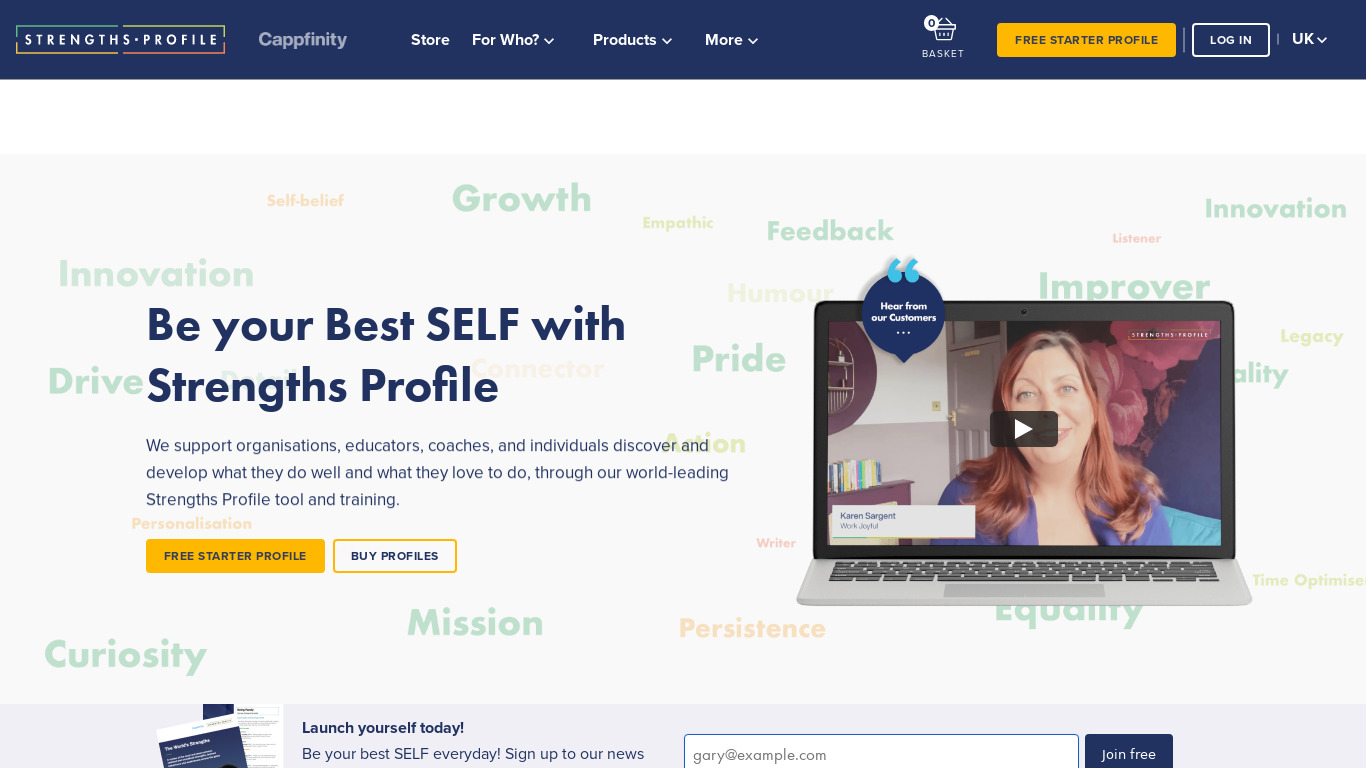 Strengths Profile Landing page
