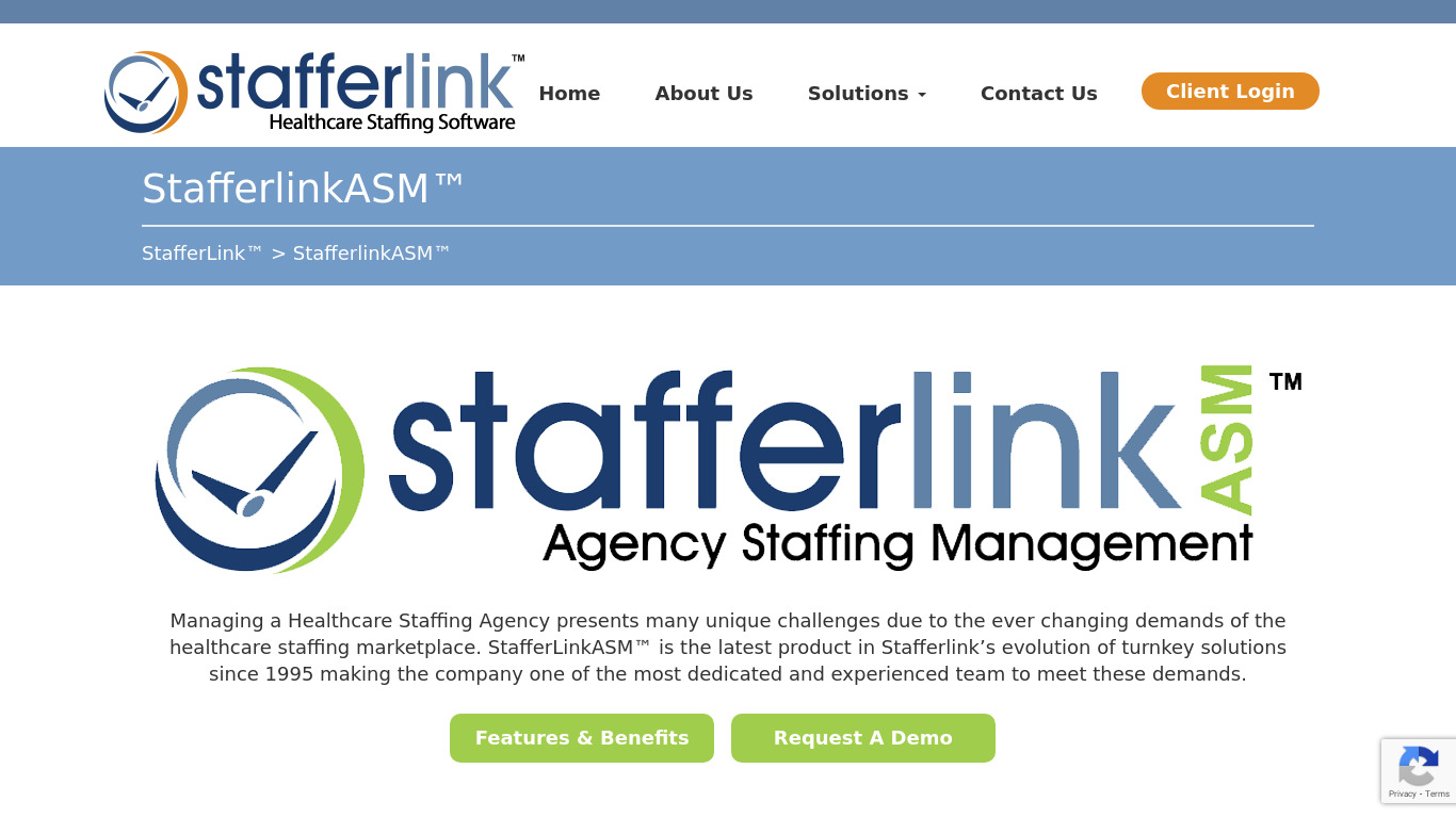 StafferLink ASM Landing page
