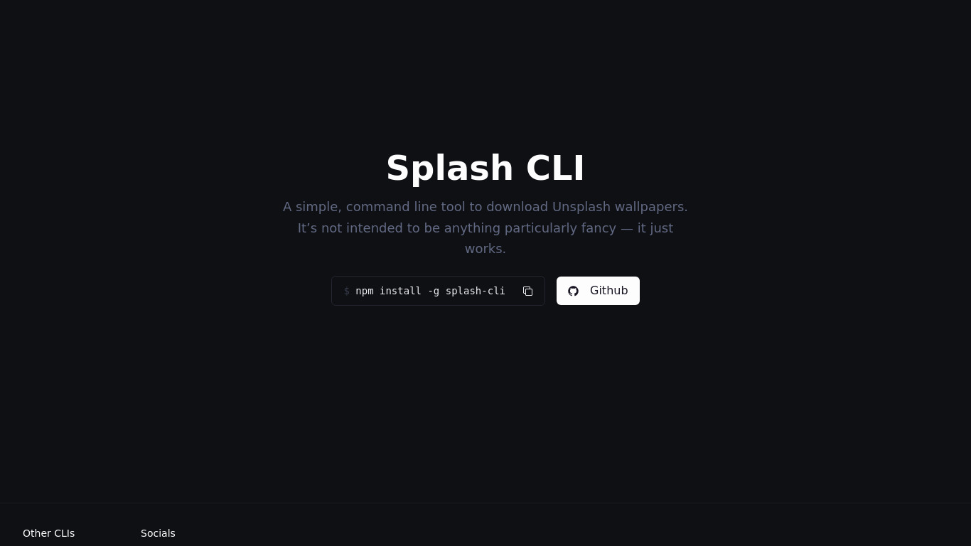 Splash CLI Landing page