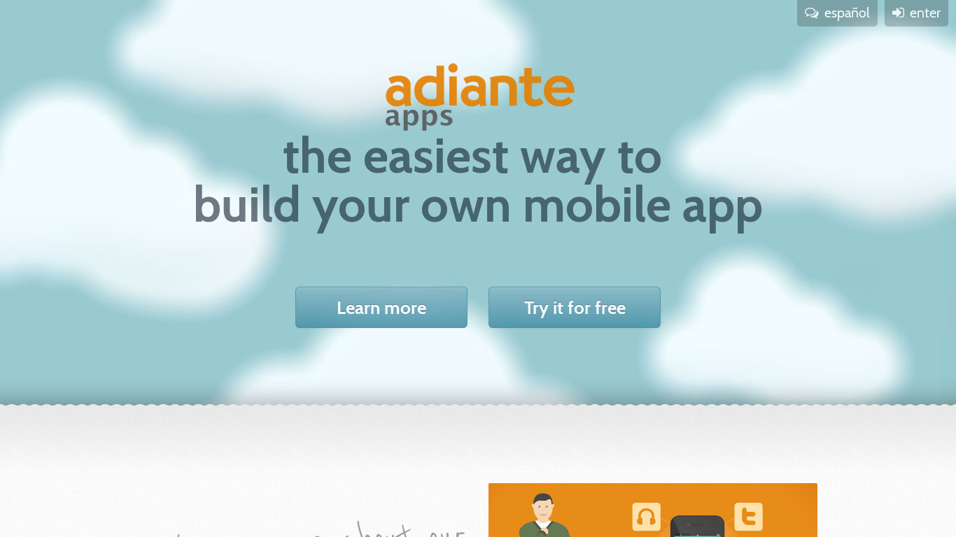 Adiante Apps Landing page