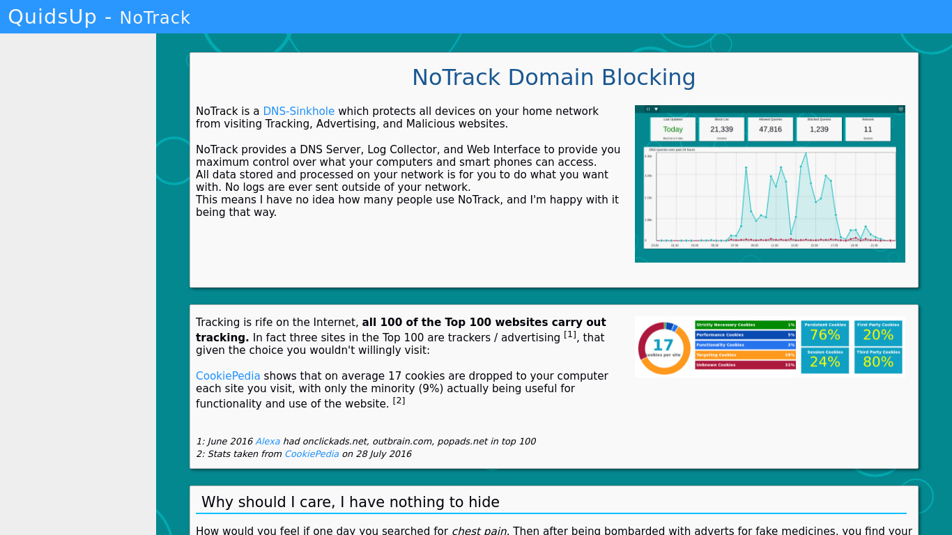 NoTrack Landing page