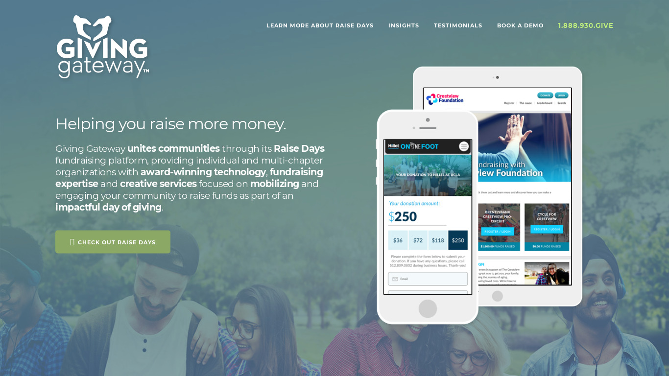 GivingGateway Donation System Landing page