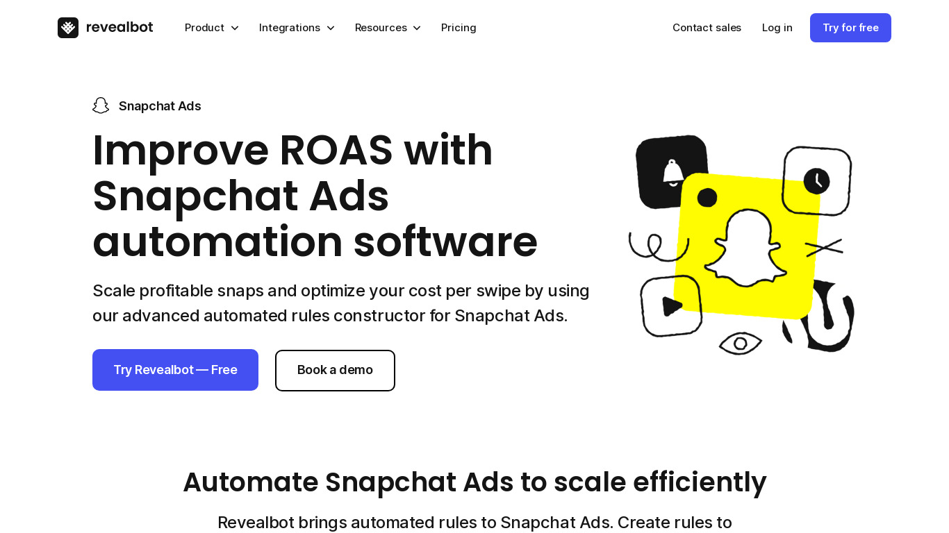 Snapchat Ads Automation by Revealbot Landing page