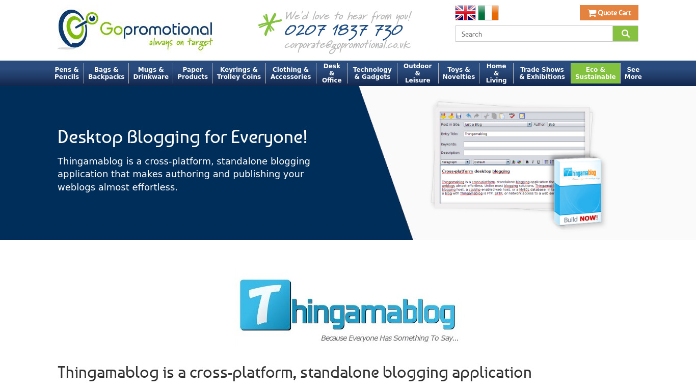 Thingamablog Landing page