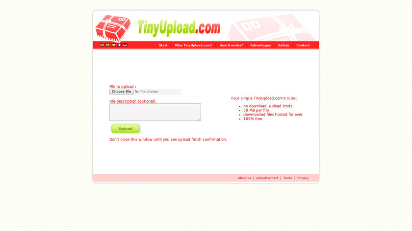 Tinyupload Landing Page
