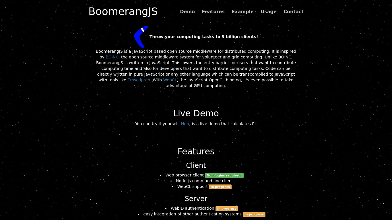 BoomerangJS Landing page
