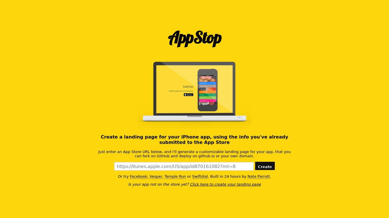 AppStop Landing page