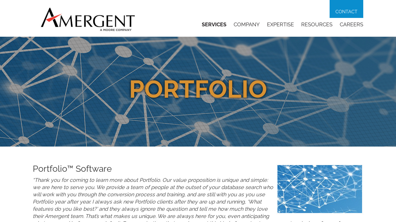 Amergent Fundraising Software Landing page