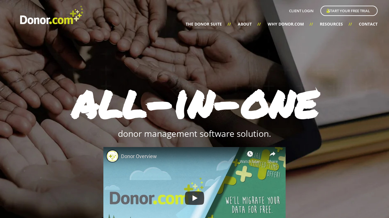 Donor.com Landing page