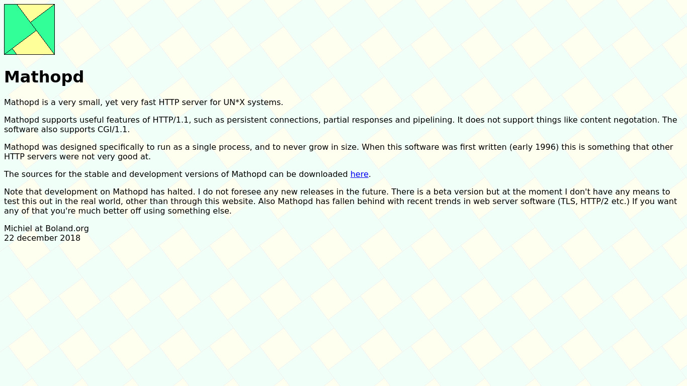 Mathopd Landing page