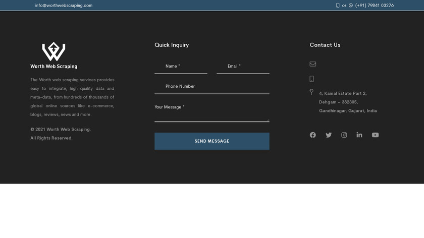 Worth web scraping Landing Page