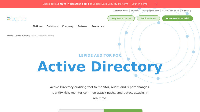 LepideAuditor for Active Directory Landing Page